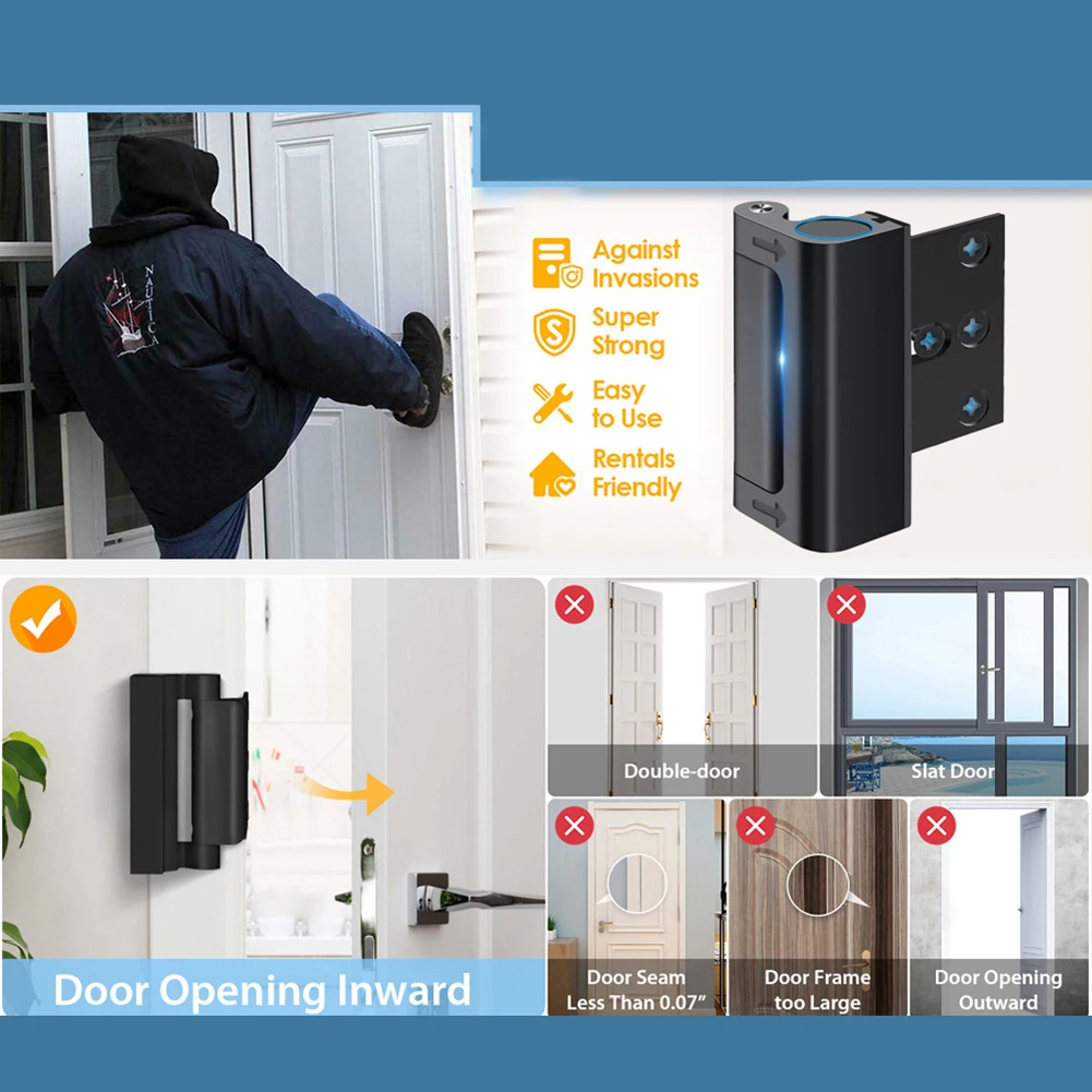 Home Security Door Lock Aluminum Alloy Anti-theft Door Lock Childproof Reinforcement Safety Latch 800Lbs Door Reinforcement Lock