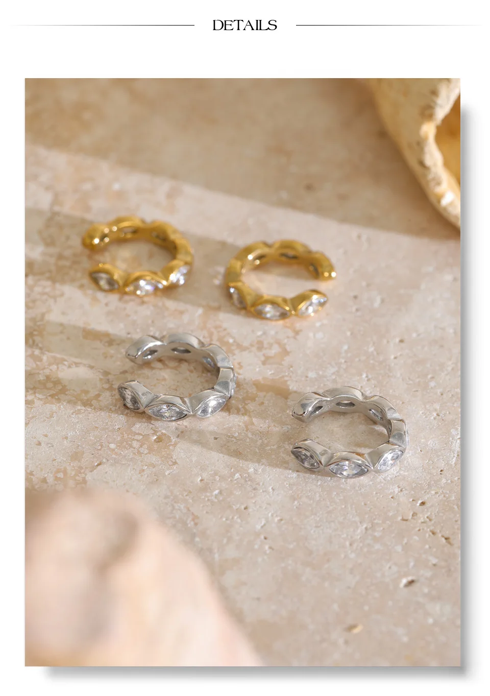 Yhpup 1 Stück Edelstahl-Ohrklemme Ohrringe Ohne Piercing Kubisches Zirkonia CZ Ohrknochen Zarte Alltagsschmuckstücke – Detail 9