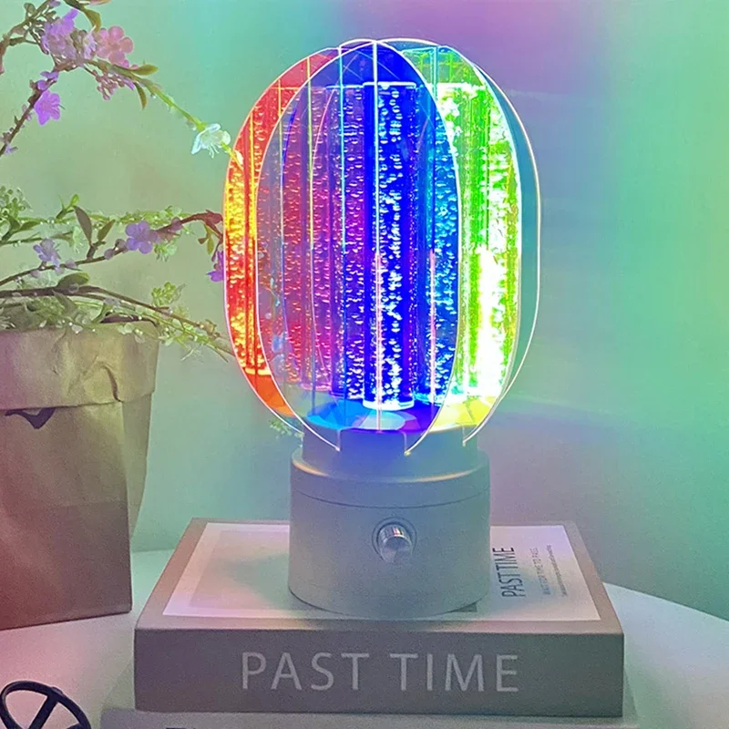 

Colorful Acrylic LED Table Lamp Rotating Stepless Dimming For Bedroom Bedside Living Room Indoor Atmosphere Decorative Lamp