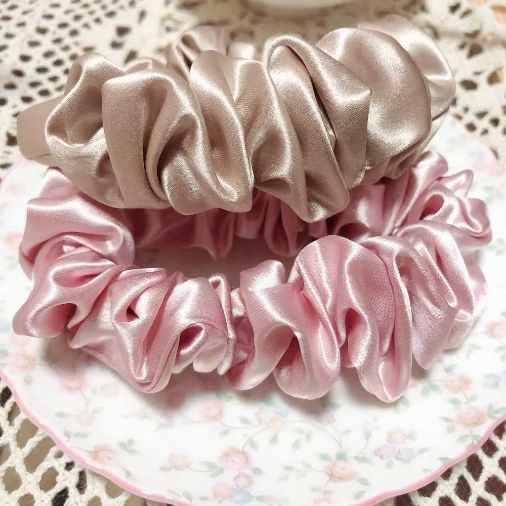 Wholesale 4CM Pure Silk Scrunchie,19 Momme 6A Grade Silk Fiber With OEKO-TEX