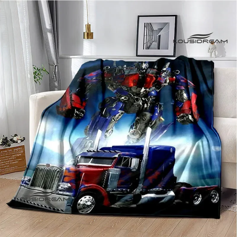 T-Transformers Cartoon Printed blankets picnic blanket Warm blankets Flannel Soft Cozy Blanket Home travel blanket Birthday Gift