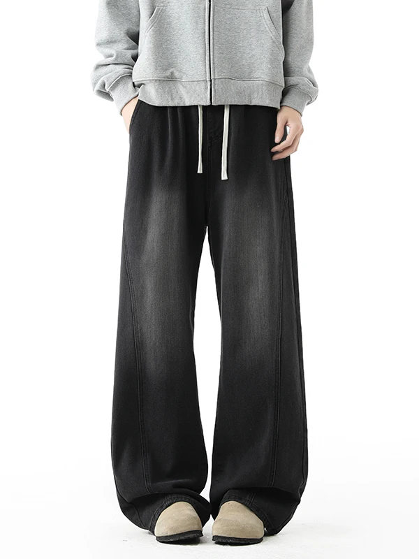

Retro American Bla Jeans Men's Spring Autumn Straight Loose Long Pants High Street Vibe Sle Casual Cotton Polyester Blend