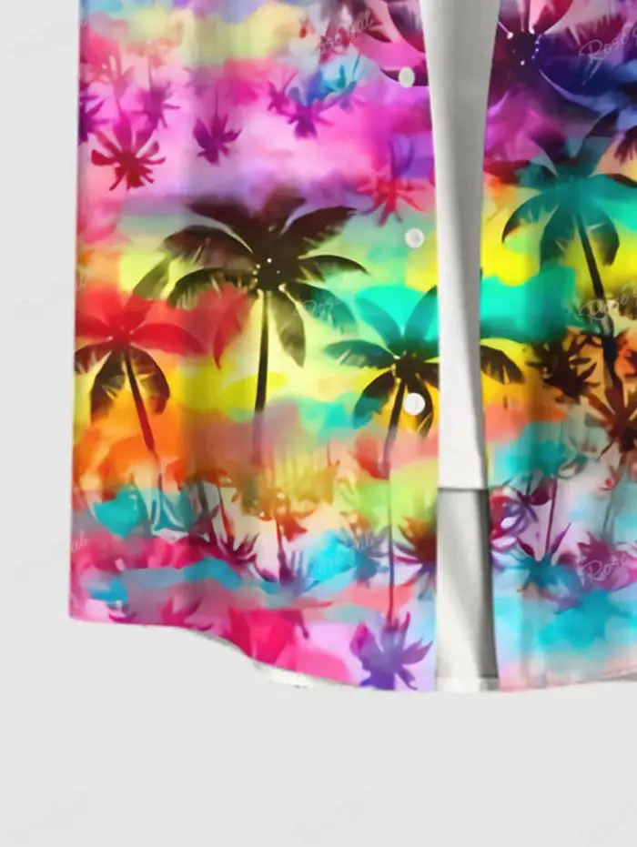 vestidos de talla grande Plus Size Matching Hawaii Beach Outfit for Couples Fashion Colorful Ombre Galaxy Coconut Tree Print