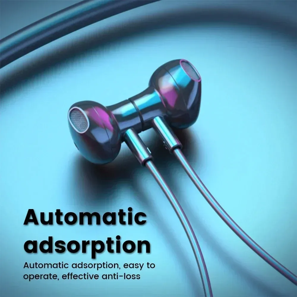 سماعات لاسلكية بلوتوث 5.2 سماعات بشريط حول الرقبة للألعاب شاشة LED HIFI سماعة أذن رياضية TWS مع ميكروفون يدعم بطاقة TF