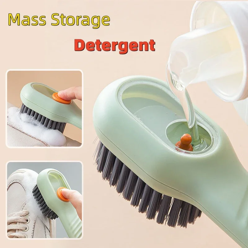 Thick Soft Automatic Liquid Adding Multifunctional Push Long Handle Household Brush Cleaning Brush Shoe Dish Clothing Laundry