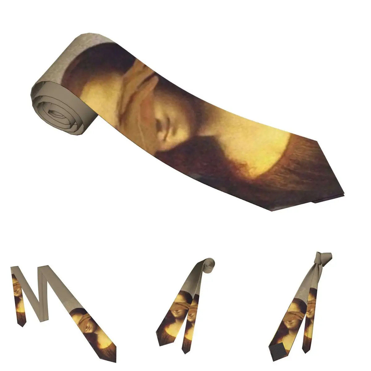 Mona lisa dab meme gravatas unissex poliéster 8 cm pescoço laços para homens casual largo diário wear gravatas negócios