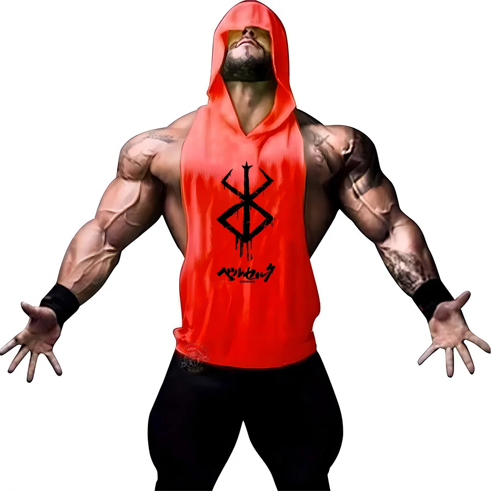 Hooded vest Gym Print menswear Fashion Casual Summer Y2k Outdoor Quick-drying Graphic T-shirt Street Comfort Sleeveless T-shirt