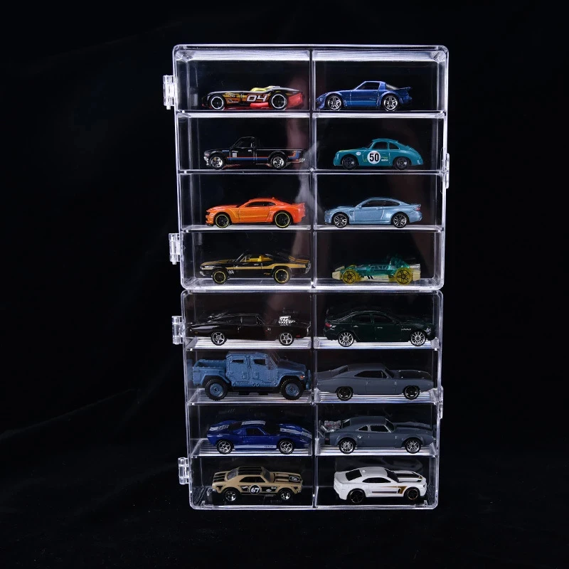 1:64 Car Model Toy Storage Box Hand Puppet Doll Jewelry Storage Rack Transparent Acrylic Dustproof Small Car Display Cabinet