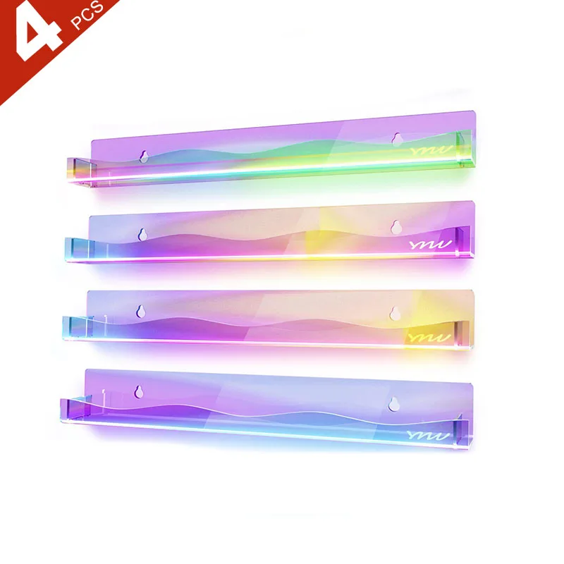 1 set of 4 Pieces Of 15 Inch Rainbow Acrylic Frame,wall Organiser,Racks, Floating Partition, Simple installation,Suitable For Pe