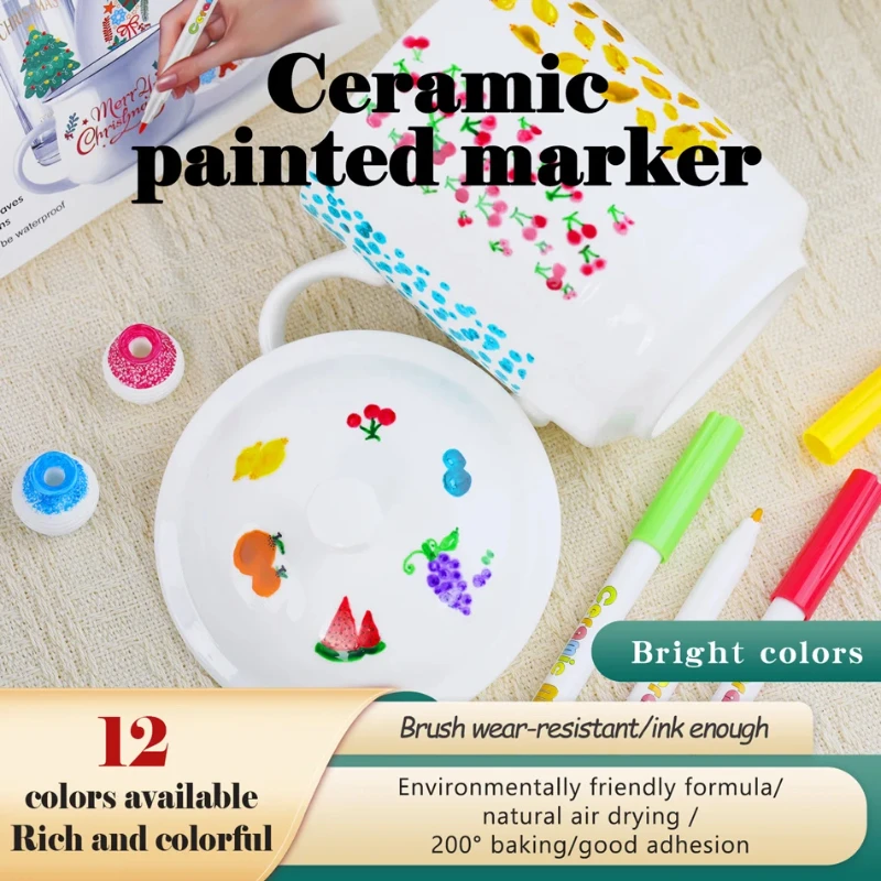 

12 Colors Kids Ceramic Paint Marker Pens Acrylic Paint Pens for Kids DIY Ceramic Painting, Wood, Rock Paint Glass Drawing