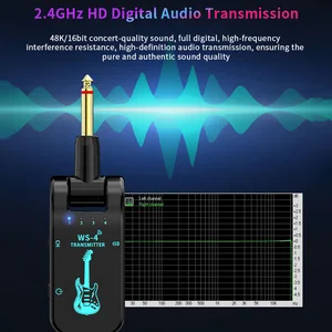 Máy phát guitar không dây và hệ thống thụ thể, truyền thời gian thực, phích cắm quay 282 -chiều cho guitar, 2,4g, 48k 16 bit 8 Bộ dụng cụ guitar bán hàng chính để lắp ráp - 5