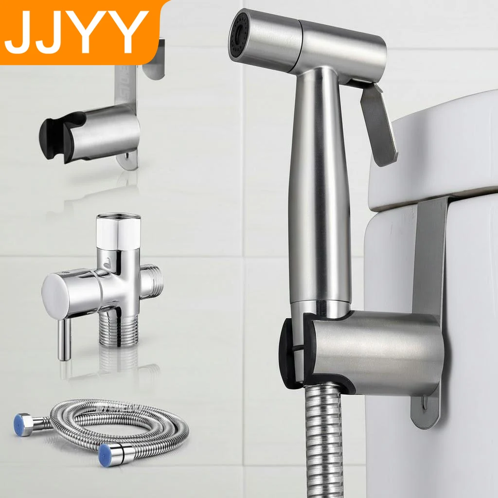 

Stainless Steel 4 Piece Handheld Bidet Sprayer Set Bathroom Faucet Easy Install Shower Head