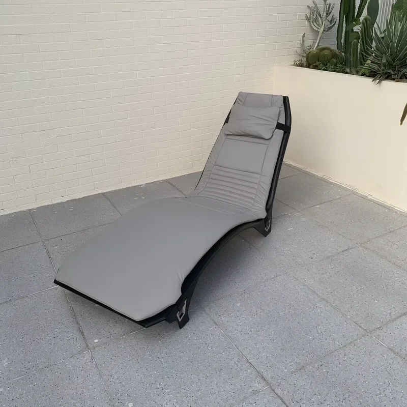 Classic Aluminum Outdoor Lounger with Embossed Logo Durable Poolside Garden Furniture for Relaxation and Sunbathing Comfort