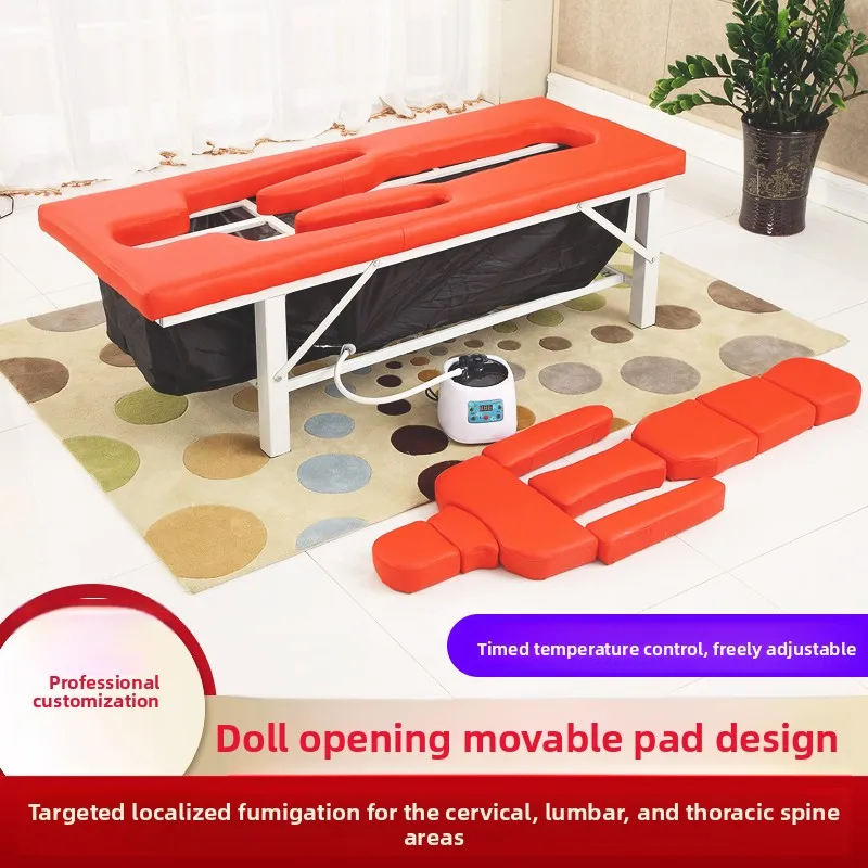 Stainless Steel Fumigation Physiotherapy Bed with Cervical Steam Function for Home Beauty Salon