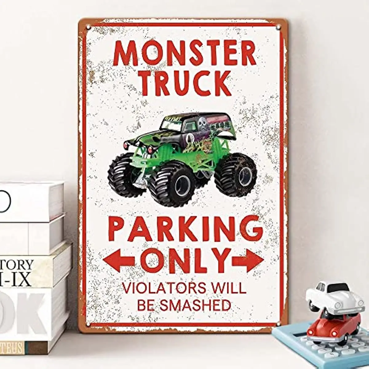 Monster Truck Decorations Kids' Room Decor - Monster Truck Parking Only Violators Will Be Smashed - Birthday Party Supplies Gift