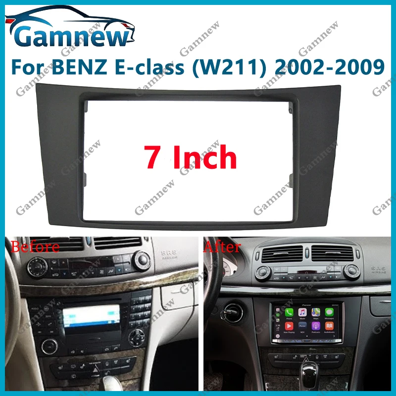 7 inch 2DIN Car Fascia Radio Panel For BENZ E CLASS (W211) CLS CLASS (C219) Frame Kit Install Facia Face Plate