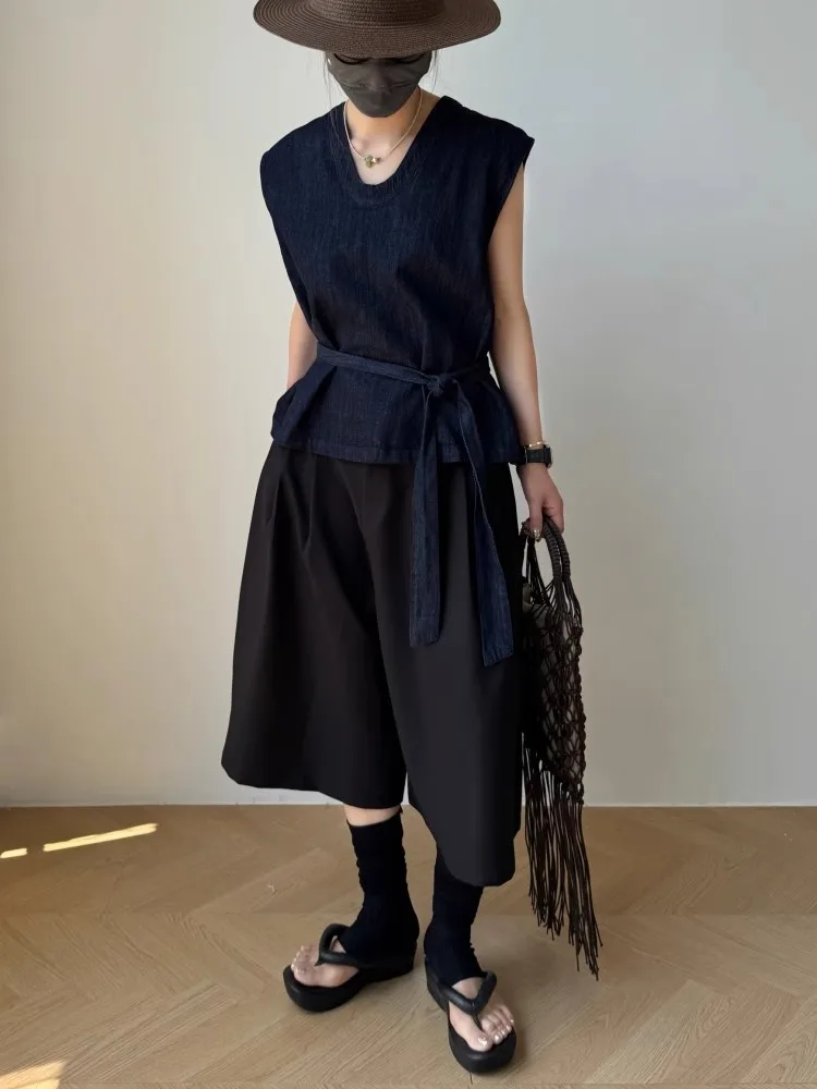 REDDACHiC Black Bermuda Pants with Pockets Women Office Work Cleanfit Plain Pleats Wide Leg Shorts Summer Dressy Casual Bottoms