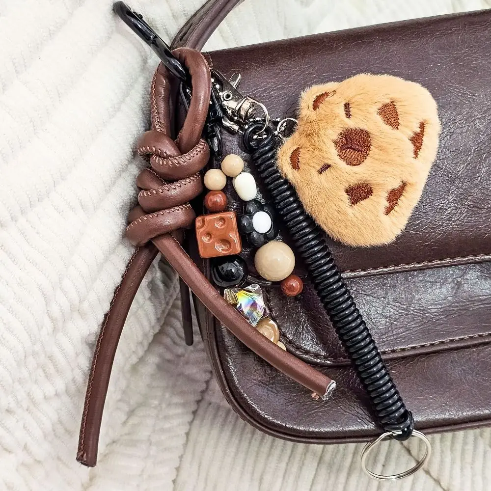 New Kawaii Capybara Keychain Plush Soft Stuffed Plush Keychain Brown Color Heart Buckle Bag Pendant Keyring