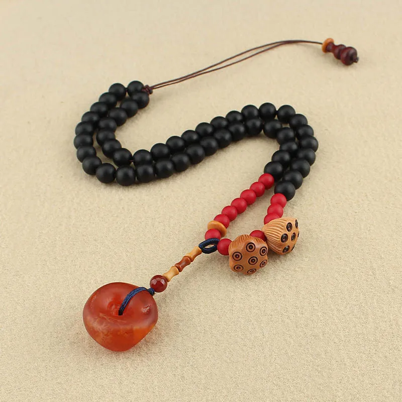 DIY accessories Retro imitation beeswax safety buckle pendant necklace glazed bead with pendant sweater chain men's and women's