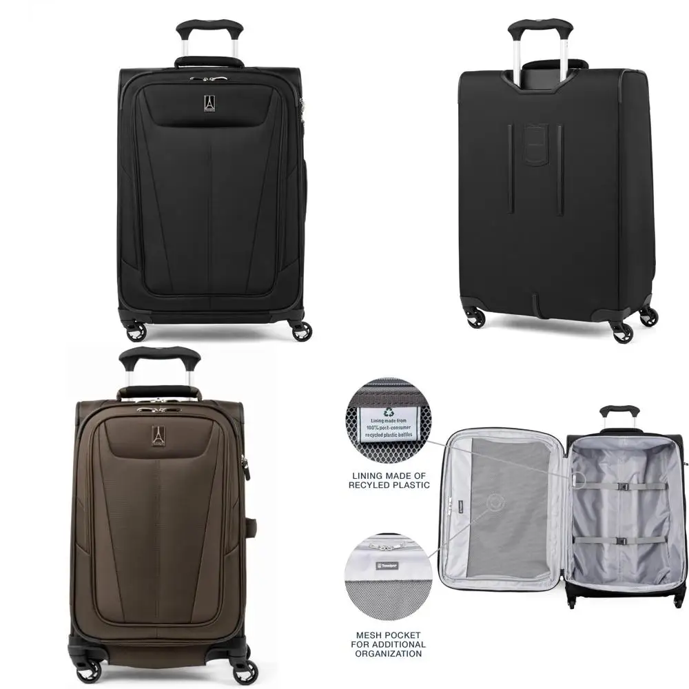 

Lightweight Expandable 4-Wheel Spinner Luggage, Softside Suitcase for Men and Women, Black, Ideal for Travel Checks