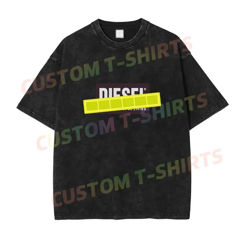 

2024 Summer Vintage Cotton Washed Diesels Successful Living T-Shirt Loose T Shirts Men Y2K Hip Hop Top Tee