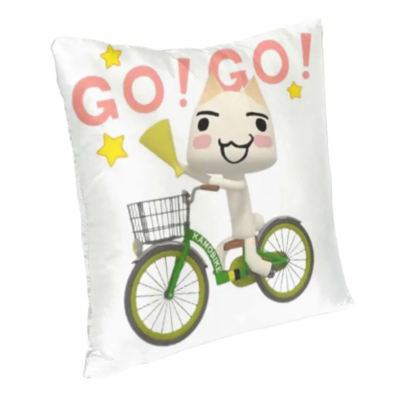 Toro Inoue Cat Riding Bike Cushion Cover 40x40cm Velvet Throw Pillow Case for Sofa Car Square Pillowcase Living Room Decoration