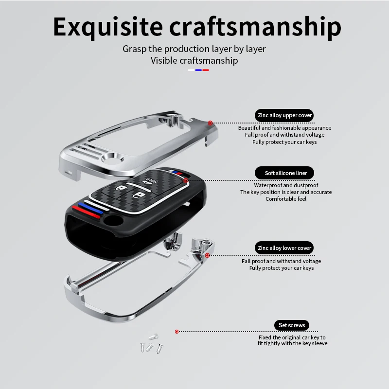 Car Key Case Cover Fob Shell for Chevrolet Chevy GMC Buick Encore Terrain Malibu Camaro Cruze Impala Equinox Volt Spark Sonic view 5
