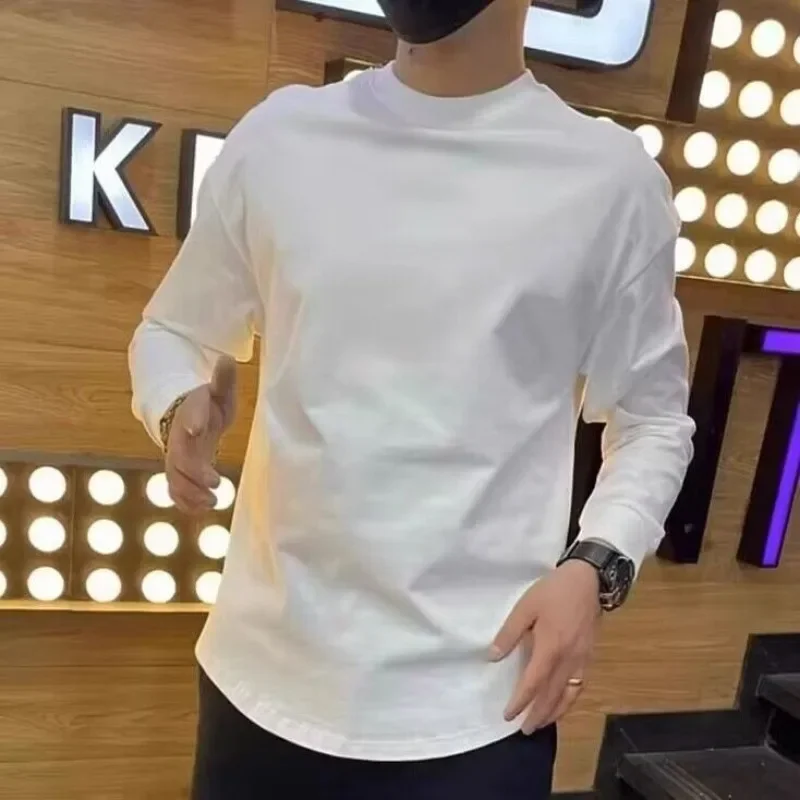 Man Pullovers Round Neck T Shirt for Men High Quality Sweatshirts 100℅ Cotton Elasticity Spring Fashion Trends 2024 Size S New