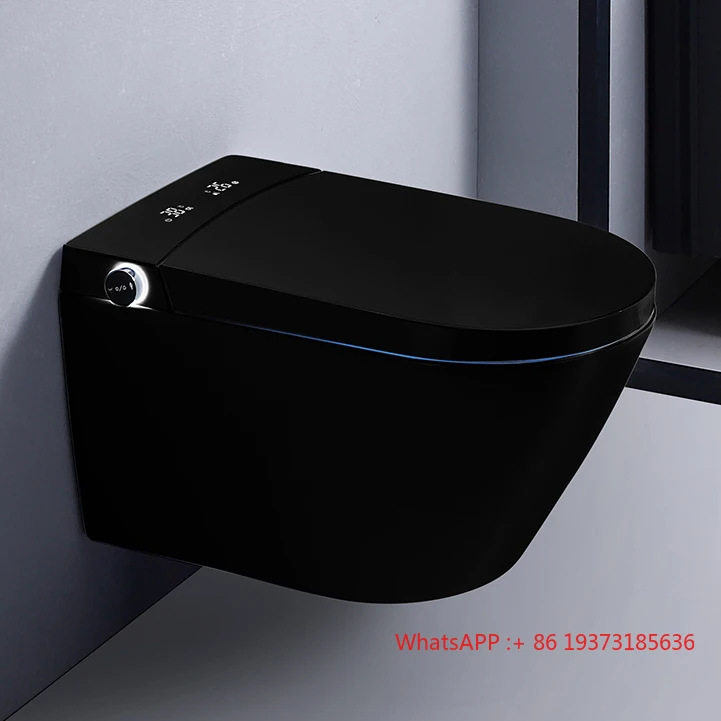 دايان الأدوات الصحية الحمام الأسود مرحاض السيراميك جولة جدار معلقة المرحاض وعاء أسود اللون مرحاض ذكي #4