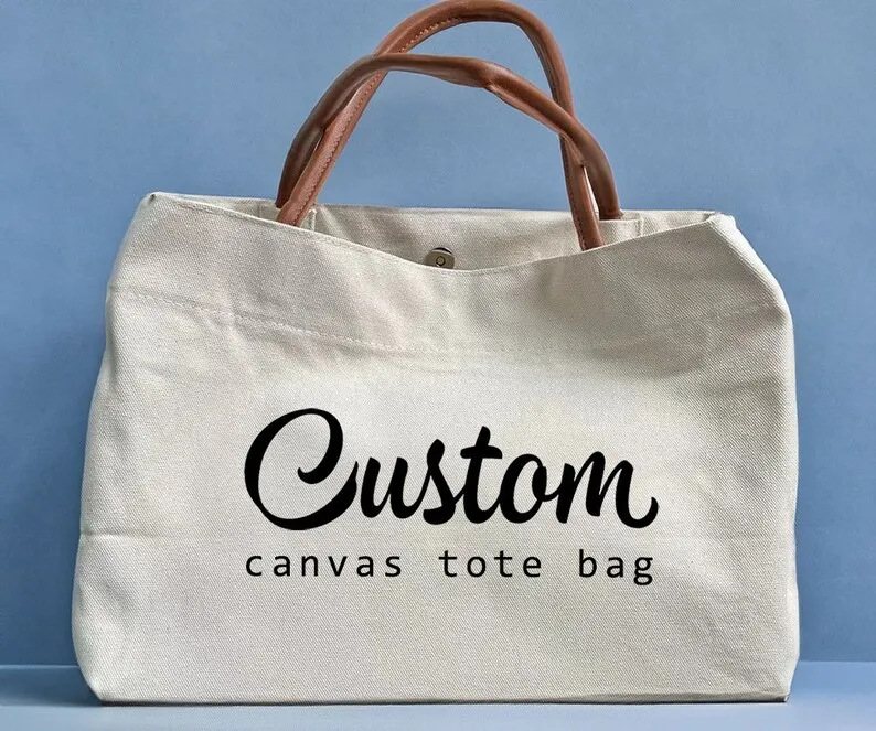 Custom Canvas Tote Bag Personalized Name Logo Photo Jute Tote Bag Unique Gift Eco-Friendly Canvas Carry Handbag Shopping Daily