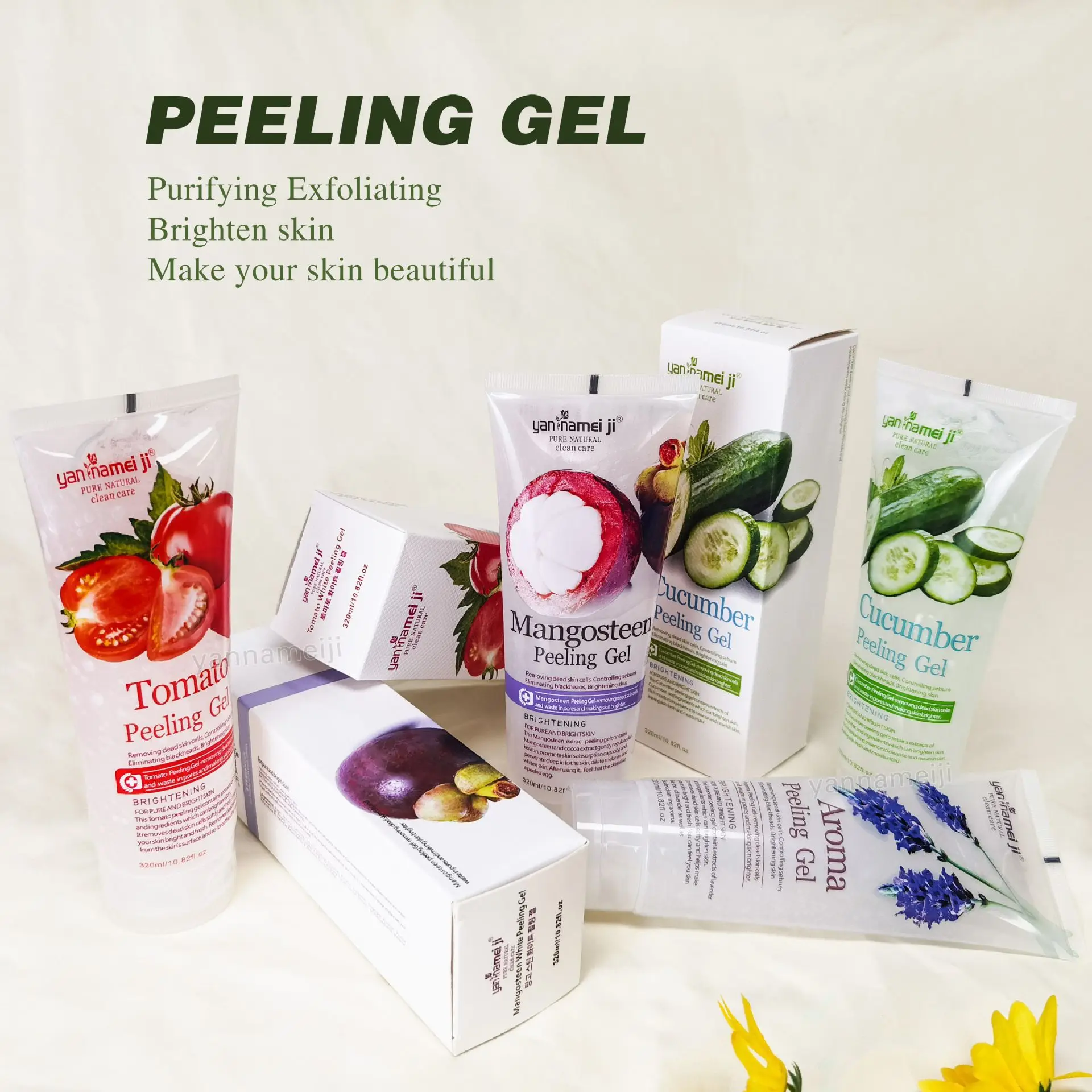 320ml Peeling Gel Cucumber Pomegranate Apple Essence Facial Non-irritating Exfoliating Gel Skin Care Deep Cleansing Gel