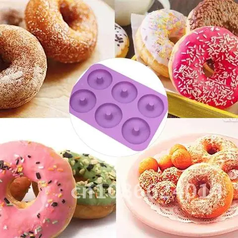 Silicone Non-stick Baking Tray 6 Cavity Donut Mold Heat-resistant Reusable Folded Donuts Maker Colorful Soft Dessert Making Tool