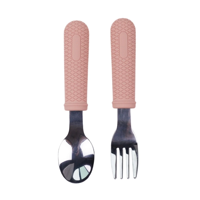 G2TD 2PCS Silverware Spoon Fork silikonem trzymającym dla dzieci sztućce