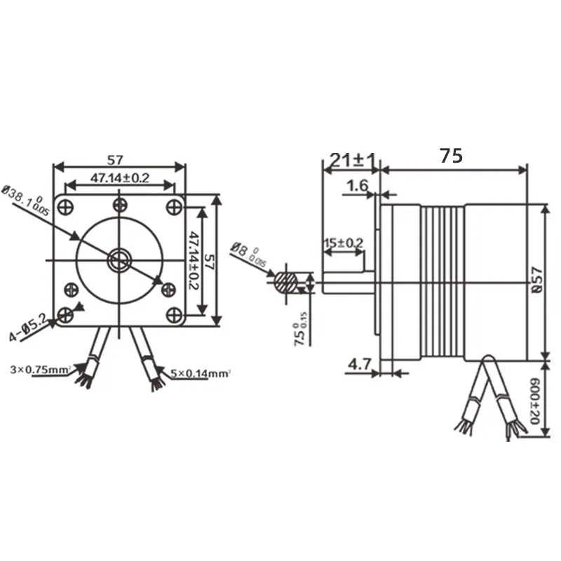 QW57Y2H03L3070 BLDC Motor Flange 57mm 70W 24V DC Motor Body Length 75mm Brushless Motor