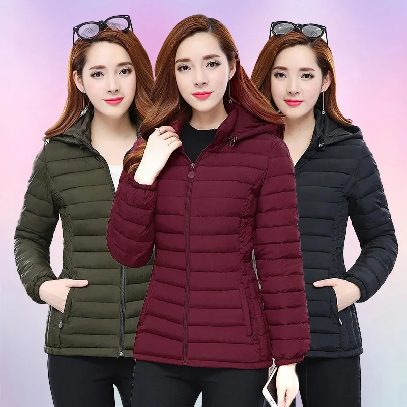 Winter Jackets for Women Cotton Padded Ultralight Coat Women\'s Parkas Lady Winter Thickened Slim Warm Jacket Female Hooded Parka