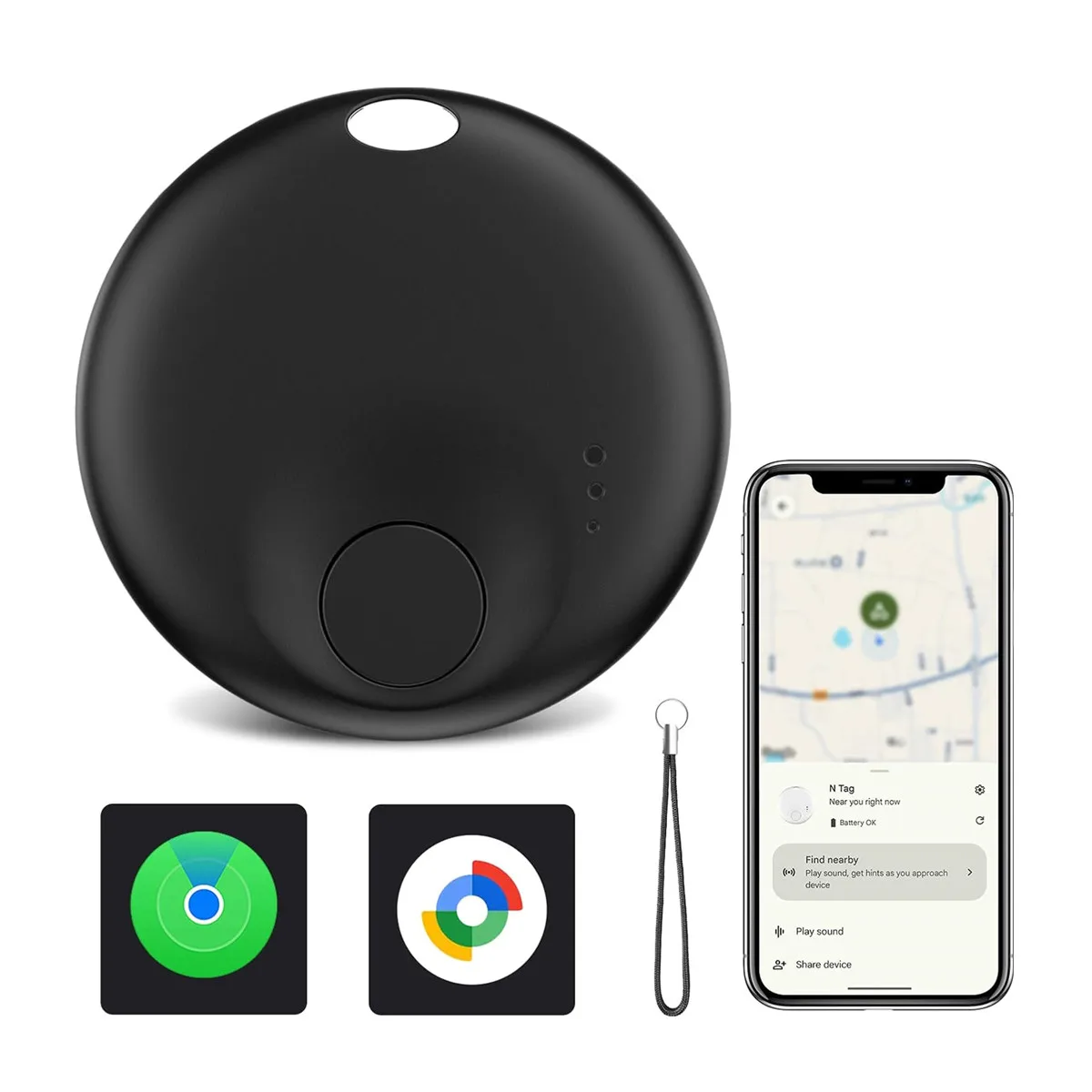 Air Tag per Android o iOS Dual System Bluetooth Tracker Smart Tag Funziona con Trova il mio o Google Trova l'APP Hub Localizzatore di oggetti