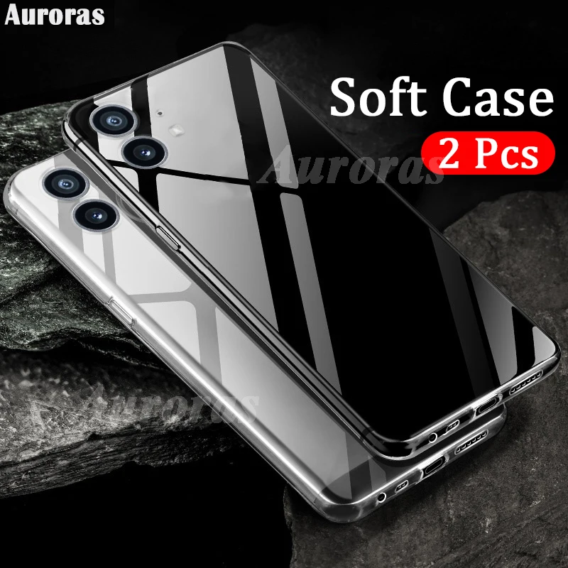 Auroras 2 PCS For Nothing Phone 2 Case Transparent Soft Silicone Shockproof Shell For Nothing Phone 1 Back Cover