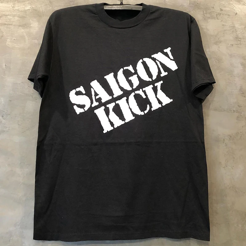 Saigon Kick Band High Street Rock Simple Letter Vintage Print Short Sleeve Trendy T-Shirt Cotton Youth Summer Casual Tee