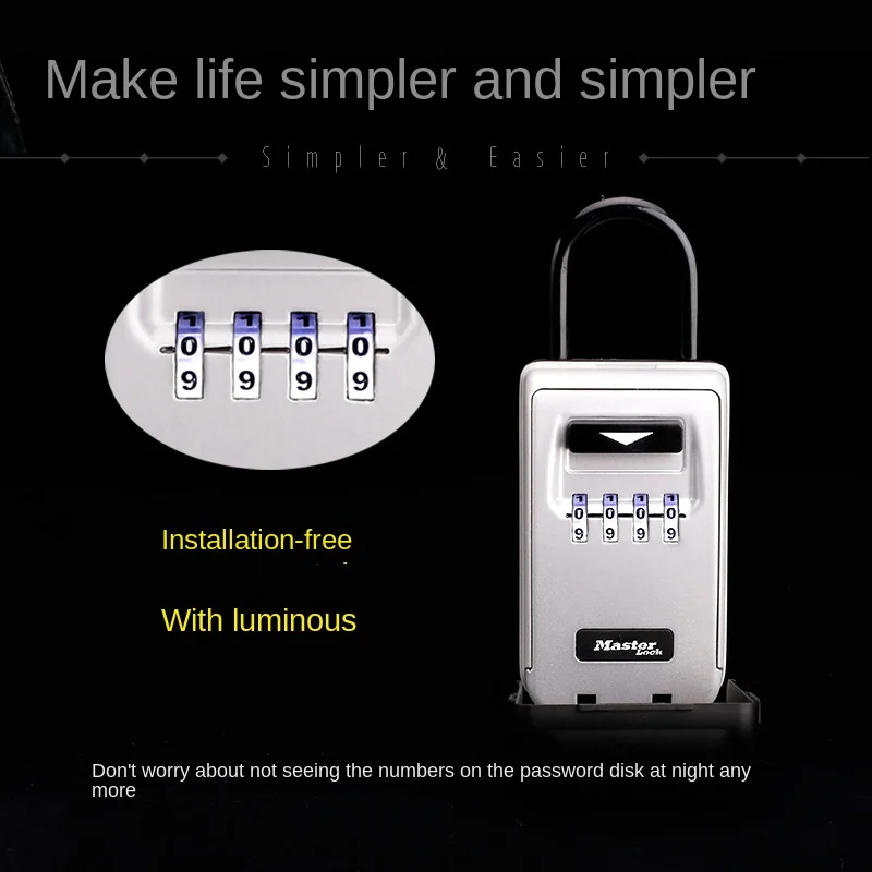 Master Lock Outdoor Key Safe Key Storage Box Padlock Use Luminous Dial Password Lock Key Hook Security Storage Box