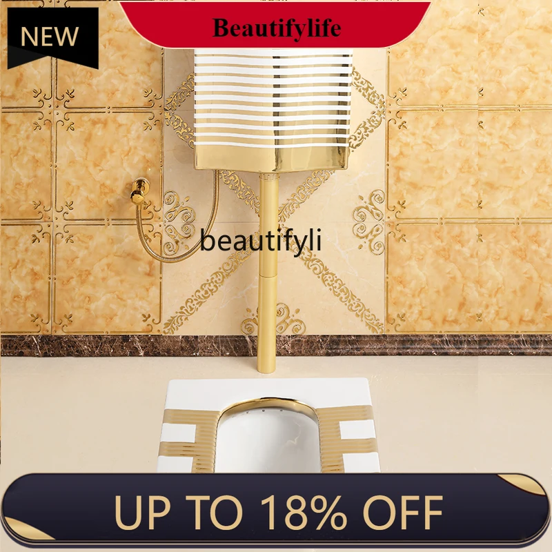 

Z189 European Style Gold Squat Toilet Squatting Flush Box Complete Set Ceramic Toilet Bowl