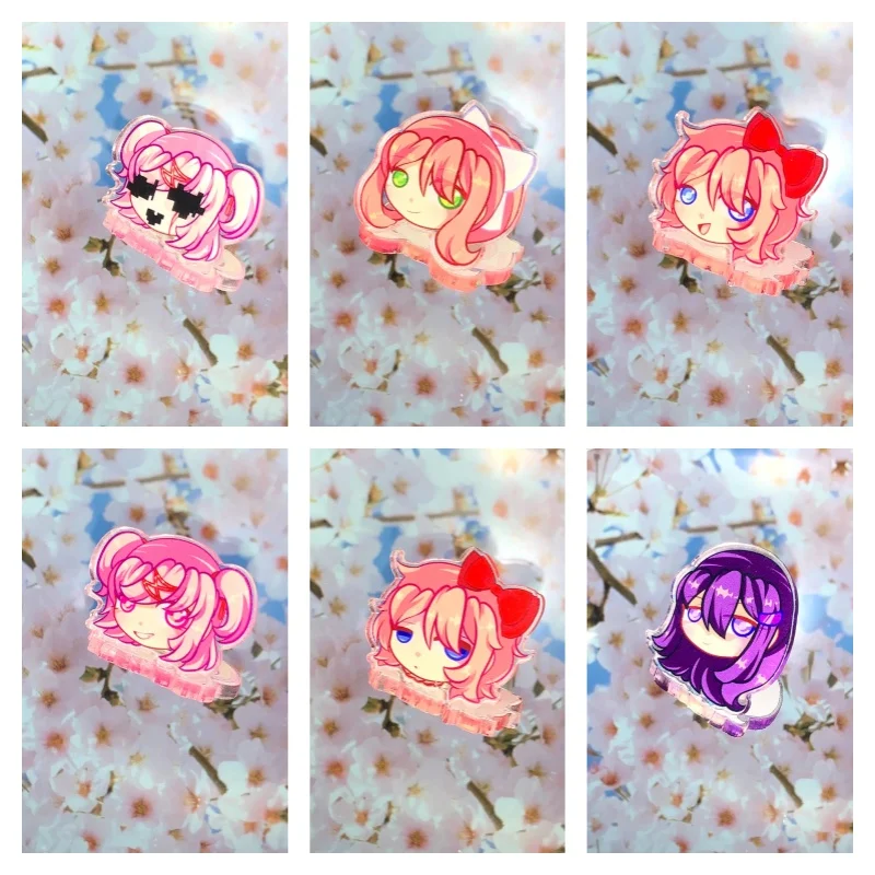 Зажим для сумки из переработанного акрила для Doki Doki Literature Club! Аниме-товары Юрий, Моника, Натсуки, Сайори: Зажимы для заметок, канцелярские принадлежности, подарки