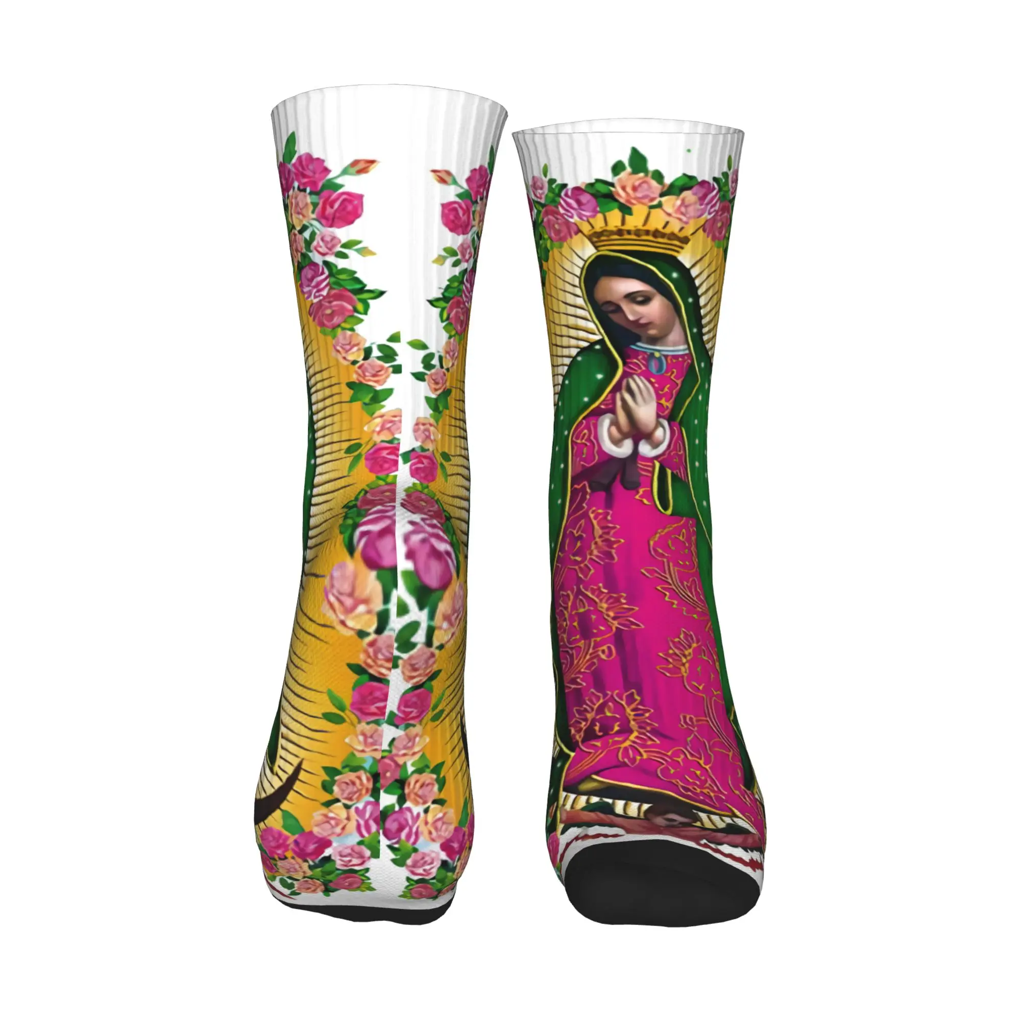 Novelty Printing Our Lady of Guadalupe Virgin Mary Socks for Men Women Stretch Summer Autumn Winter  Crew Socks