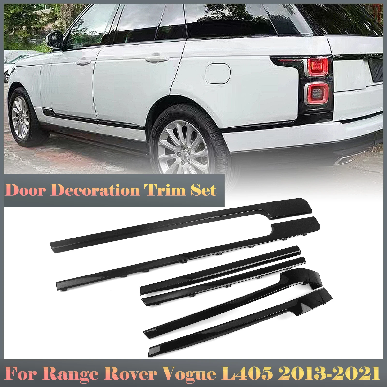 For Land Rover Range Rover Vogue HSE L405 2013 2014 2015 2016 2017 2018 2019 2020 2021 2022 Black Door Molding Trim Strips