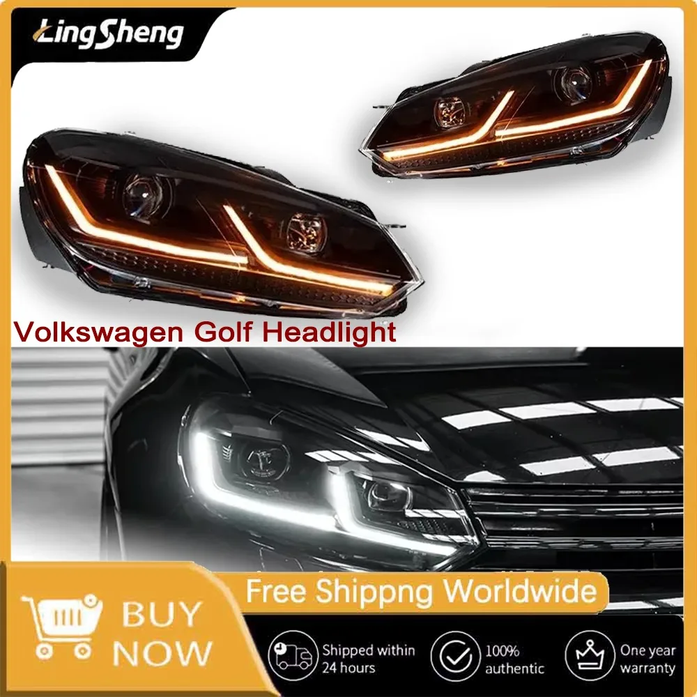 

Для VW Golf 6 2009-2012 гг., полностью светодиодная фара премиум-класса в сборе с последовательными DRL и биксеноновыми линзами HID, обновление Plug-and-Play