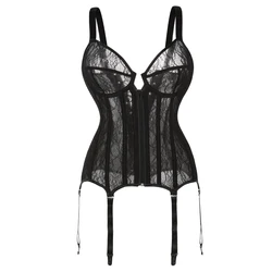 Black Corset Top See Through Corset Hollow Lace Bustier Top Victorian Gothic Corset Push Up Bustier Plus Size Lingerie Sexy
