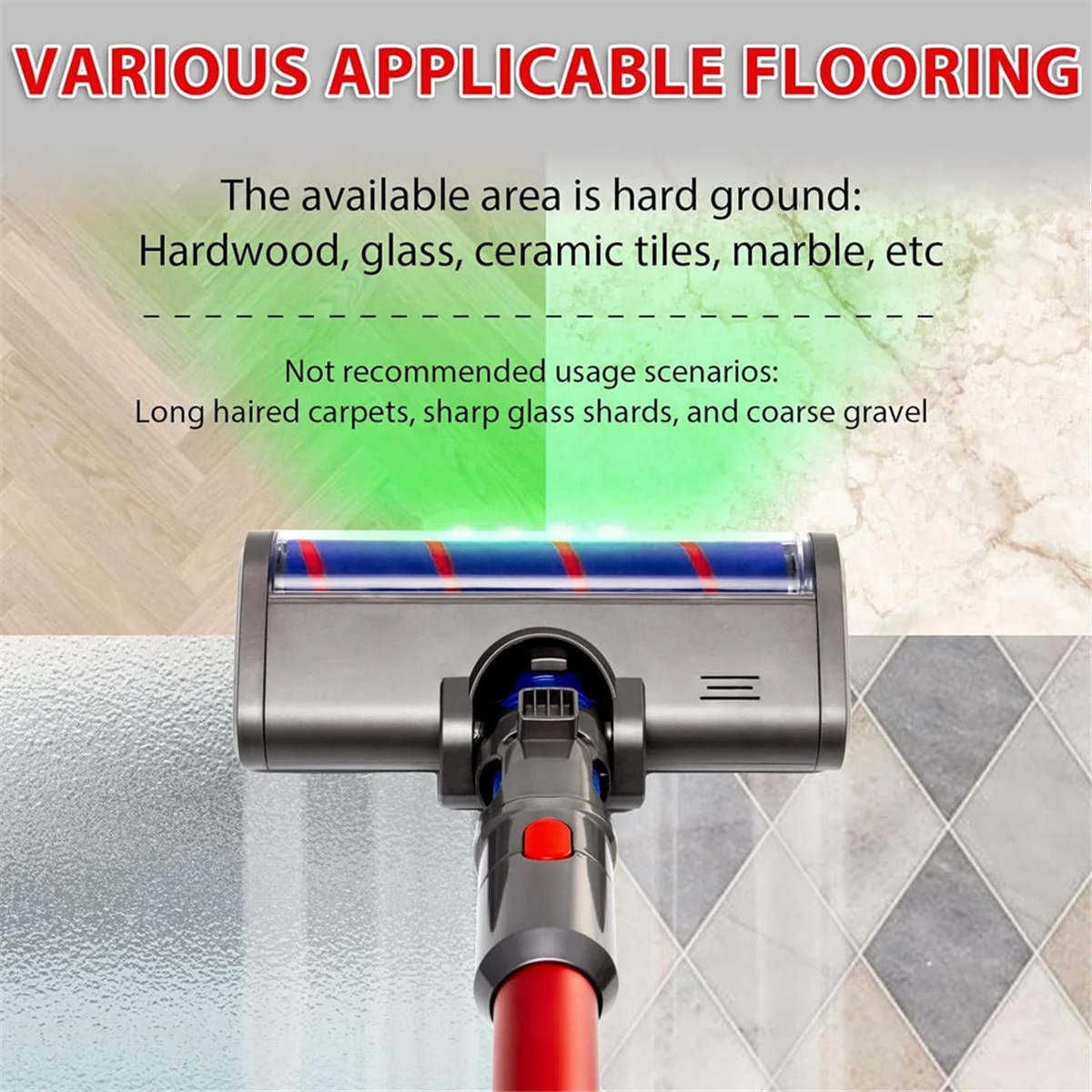 Cabezal de limpieza L65A, cepillo de rodillo suave para Dyson V7 V8 V10 V11 G5, accesorio de aspiradora inalámbrico con luces LED de polvo para suelos duros