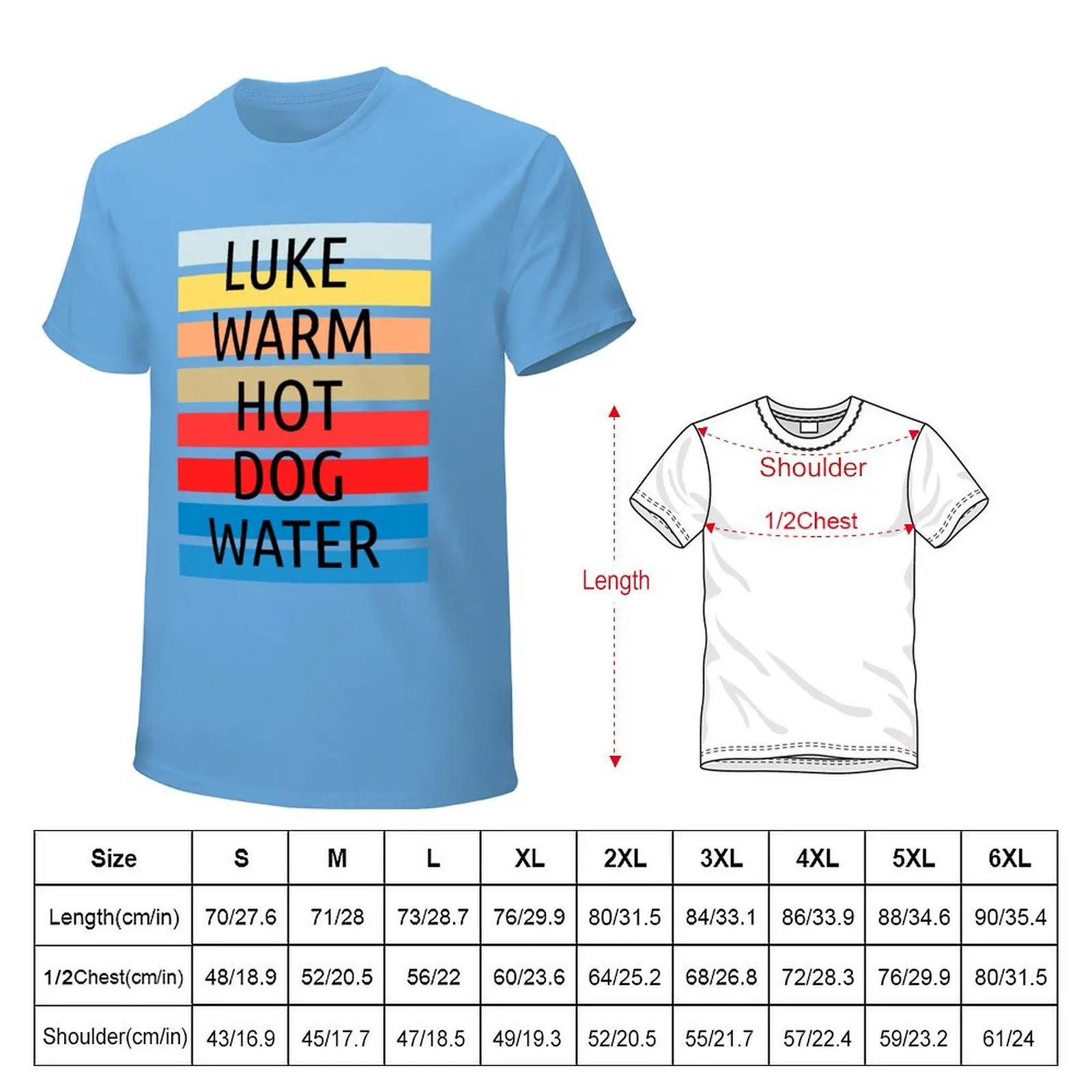 Luke Warm Hot Dog Water T-Shirt plus sizes plain mens big and tall t shirts