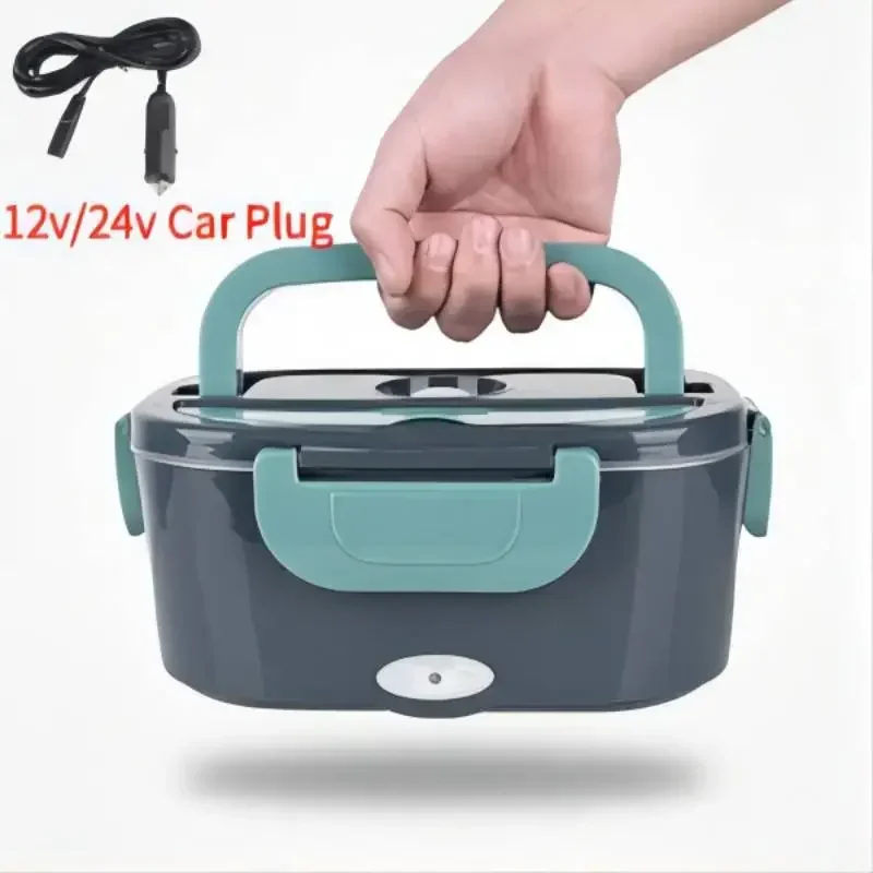 Electrically heated lunch box for cars and homes, portable stainless steel liner, bento lunch box, 2-in-1, 12V, 220V, 110V