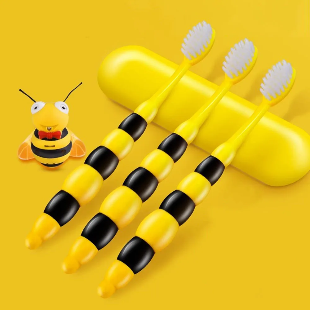 Brosse à dents de dessin animé Fawnmum avec poignée non ald pour enfants, brosse à dents à poils souples, n'endommage pas les gencives, outil d'hygiène buccale