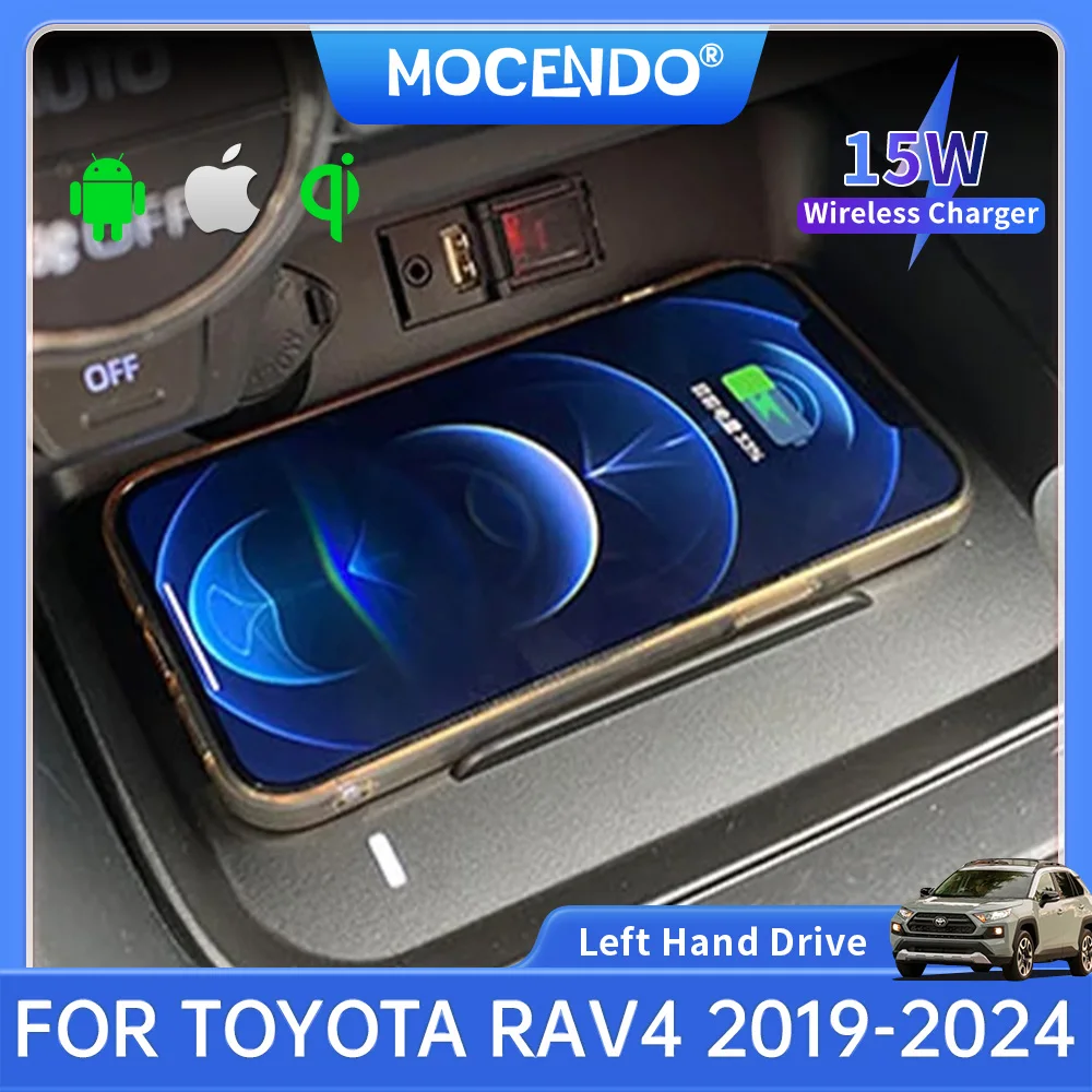 MOCENDO-Wireless Car Charger, Fast Charging Phone Plate, Charger Pad for Toyota RAV4, 2019, 2021, 2022, 2023, 2024